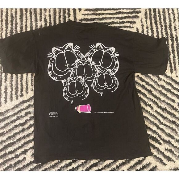 GARFIELD CAT Vintage 2 sided single stitch tee Spray Paint All over Freeze XL pa - Picture 9 of 13